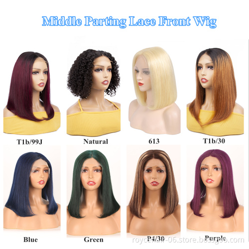 Wholesale 180 Density Raw Indian 100% Human Hair Virgin 613 Blonde Color Straight T Part HD Transparent Lace Frontal Bob Wigs